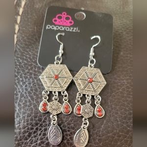New! Silver & Orange Earrings
